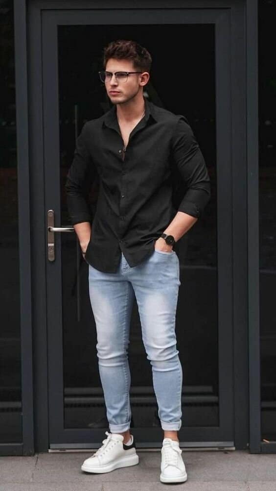 Black shirt matching jeans