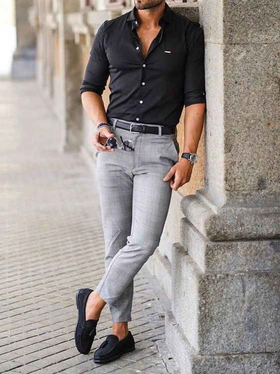 5 Best grey pants black shirt and white shirt combination ideas ...